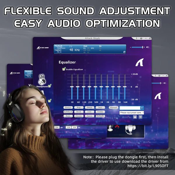 ATTACK SHARK L90 Foldable RGB Ultra-Light Tri-Mode Gaming Headset