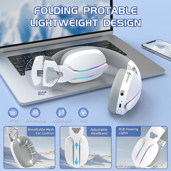 ATTACK SHARK L90 Foldable RGB Ultra-Light Tri-Mode Gaming Headset