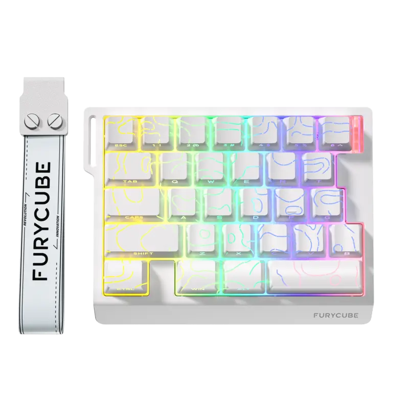 FURYCUBE M30HE Hall Effect Magnetic Switch Gaming Keyboard White Contour Line