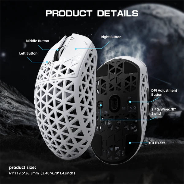ATTACK SHARK R5 Ultra Carbon Fiber Wireless 8K PAW3950MAX Gaming Mouse