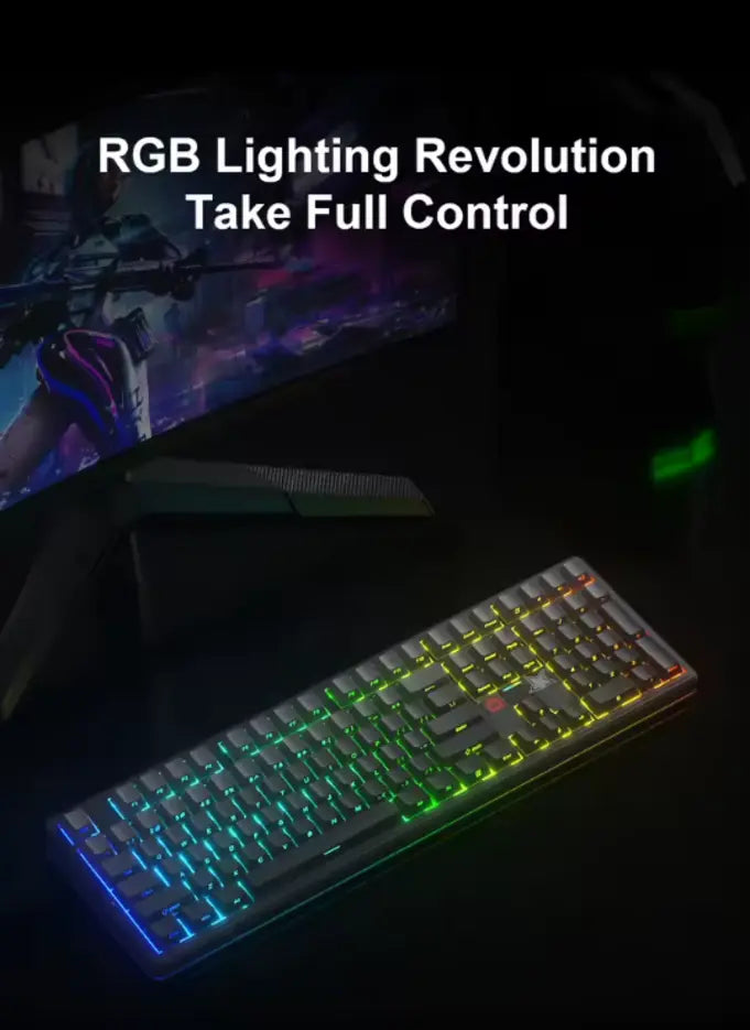 AULA F108 PRO V2 Mechanical Keyboard Tri-Mode Custom 100% Layout RGB Backlight (Gradient Gray-X3)