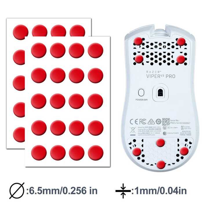RADIAN Balanced Speed and Control Premium Mouse Skates (Red)