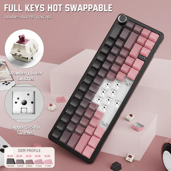 ATTACK SHARK X66 Wireless Mechanical Keyboard Pink