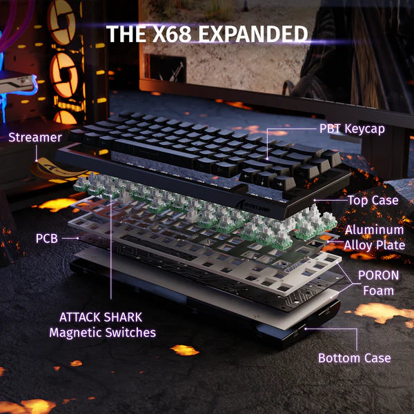 ATTACK SHARK X68HE Rapid Trigger Keyboard Magnetic Switch