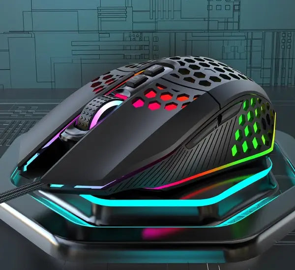 BAJEAL X801 Honeycomb RGB Gaming Mouse – 8000 DPI | 7D Programmable, Ambidextrous Wired Mouse