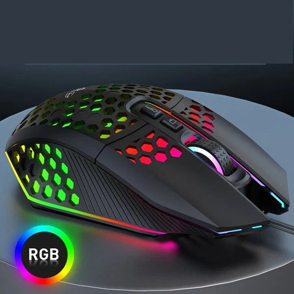 BAJEAL X801 Honeycomb RGB Gaming Mouse – 8000 DPI | 7D Programmable, Ambidextrous Wired Mouse