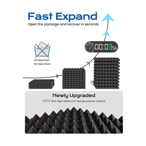 12 Pack Sound Absorbing Acoustic Foam Panels, 30 × 30 × 5 cm, 30 Density Pyramid Panels – Black