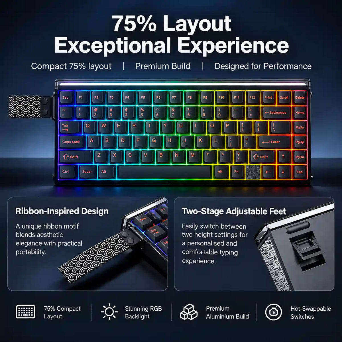 AULA HERO 75 HE 8K Tri-Mode Wireless Magnetic Gaming Keyboard