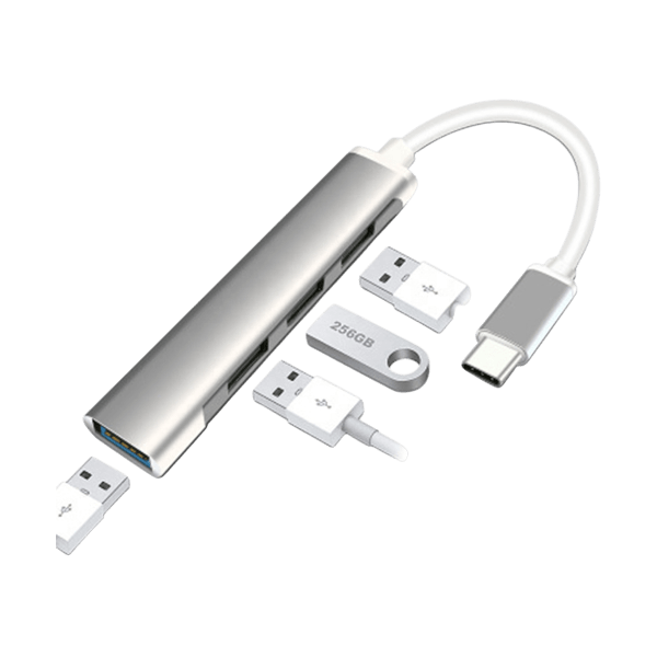 Slim 4-Port USB-C Hub Adapter | High-Speed USB 3.0