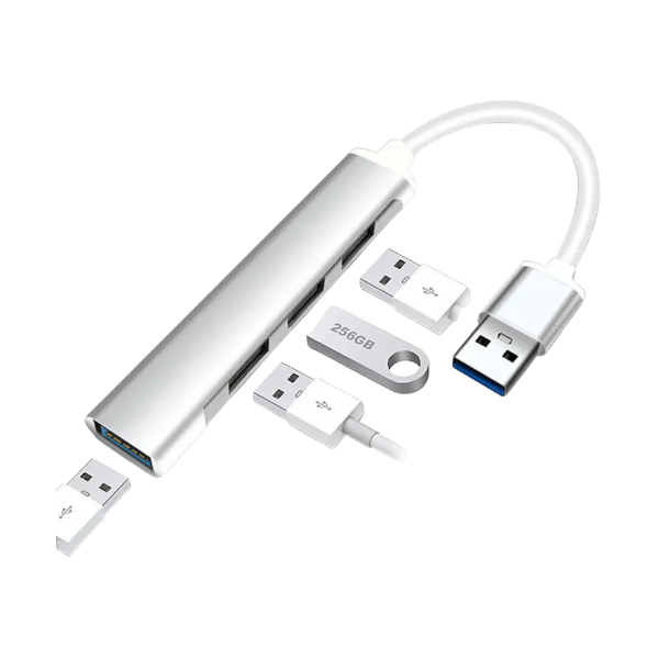 Slim 4-Port USB 3.0 Hub Adapter | High-Speed Data Hub for PC & Laptop