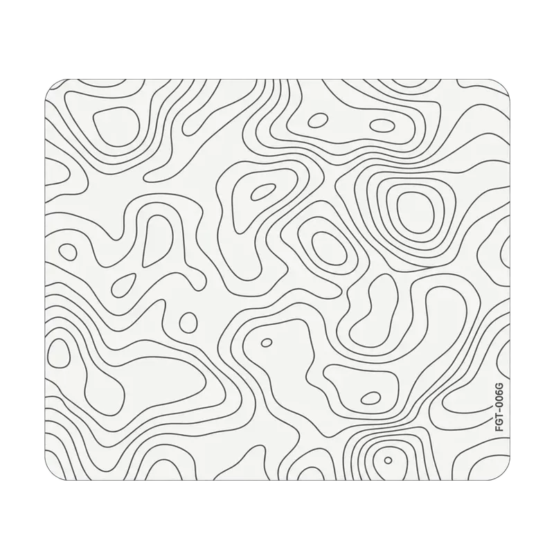 FGT-006G White Topographic Premium Glass Gaming Mousepad