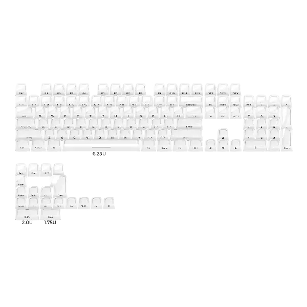 FGT-22K Jelly R2 Clear-Base White Side-Printed Keycap Set (132 Keys / MDA Profile)