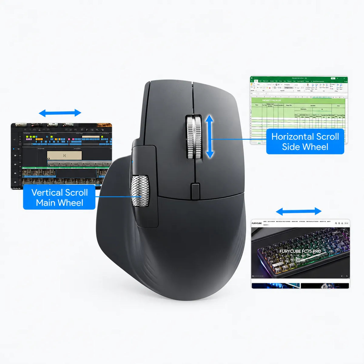 FURYCUBE A1 Tri-Mode Wireless Mouse