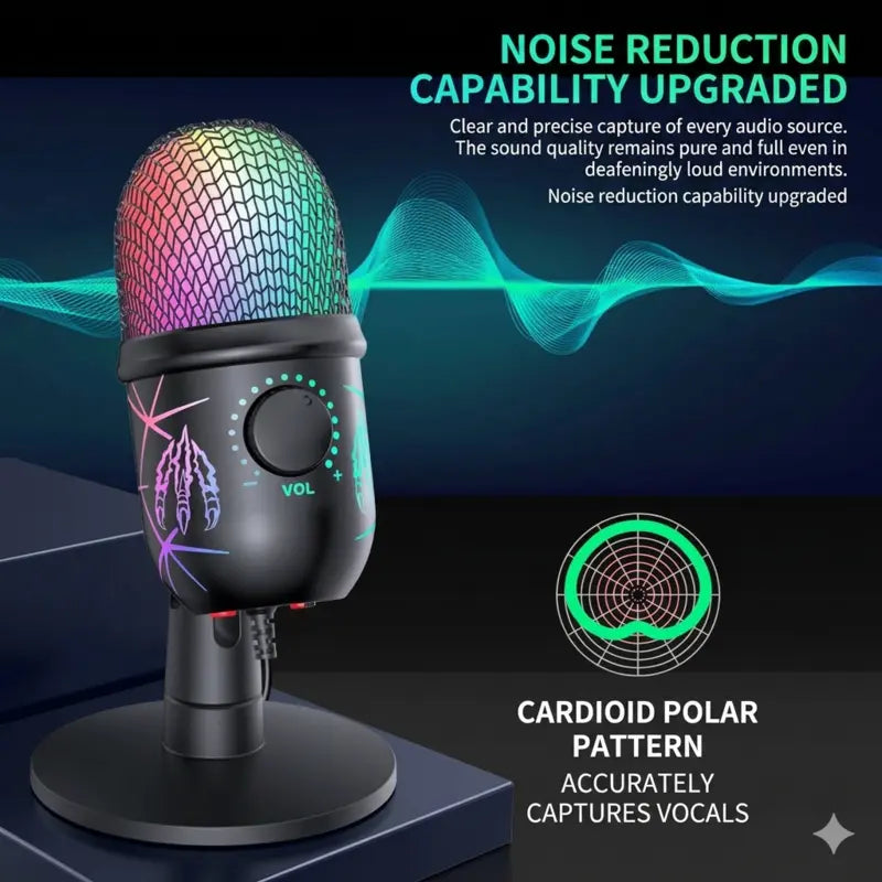 GAM-V5 COOL RGB Gaming USB Condenser Microphone with Noise Cancellation
