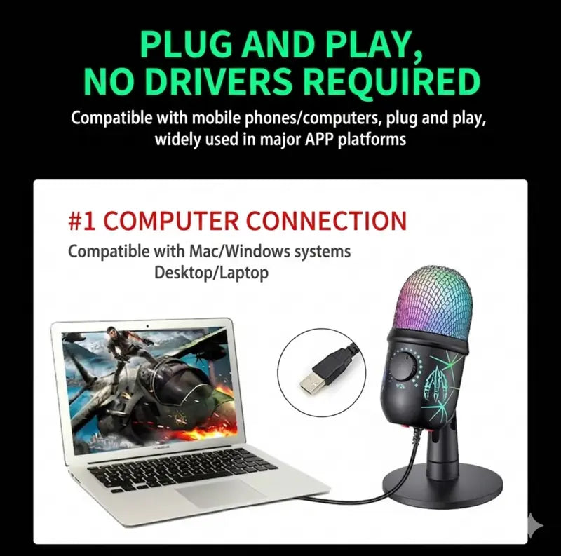GAM-V5 COOL RGB Gaming USB Condenser Microphone with Noise Cancellation