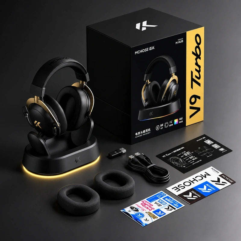 MCHOSE V9 Turbo+ Wireless Gaming Headset with Magnetic Charging Dock