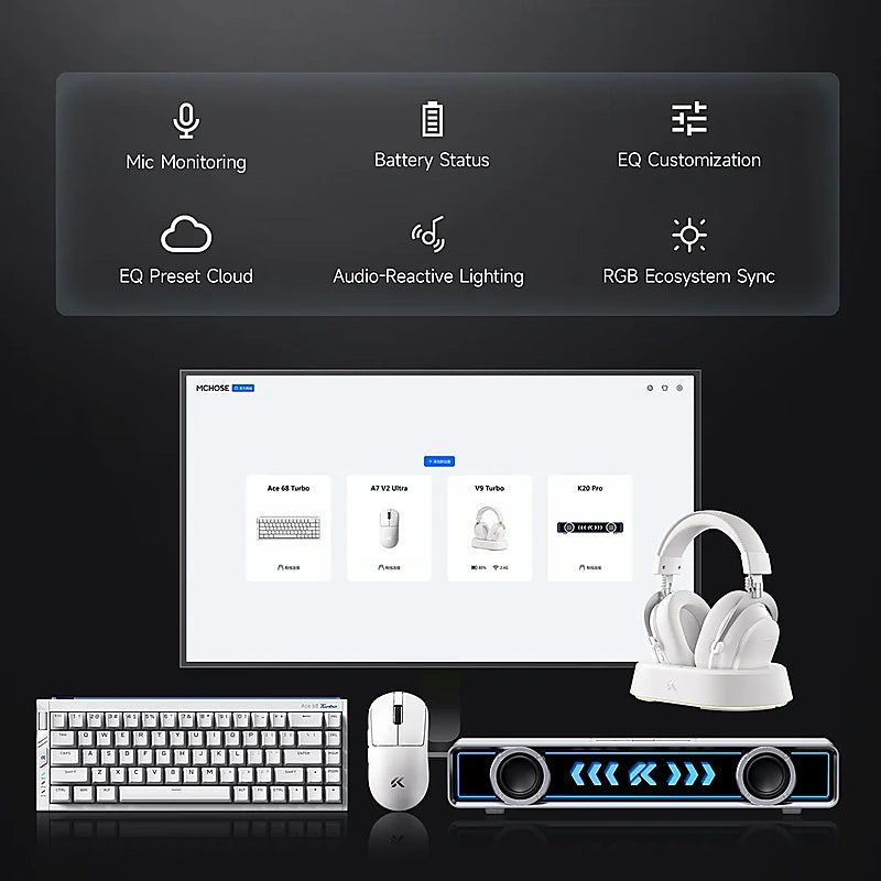 MCHOSE V9 Turbo+ Wireless Gaming Headset with Magnetic Charging Dock