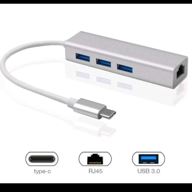 USB-C Hub with Gigabit Ethernet | 3-Port USB 3.0 Adapter type-c