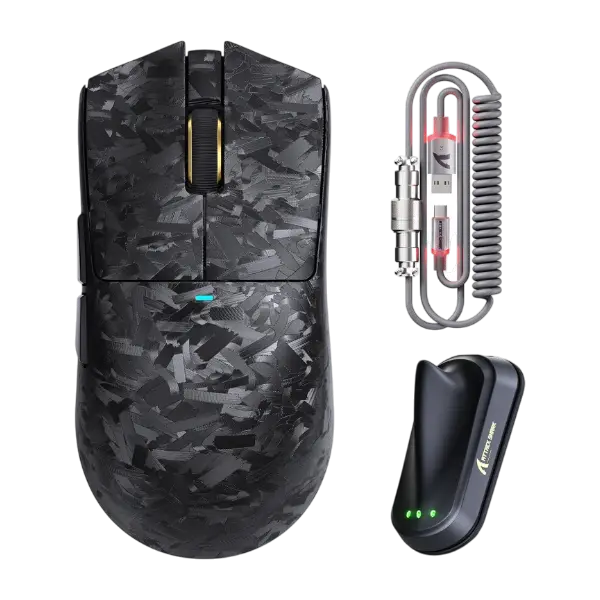 ATTACK SHARK X11 ULTRA Carbon Fiber Wireless Gaming Mouse with C06 ULTRA 8K LED Cable