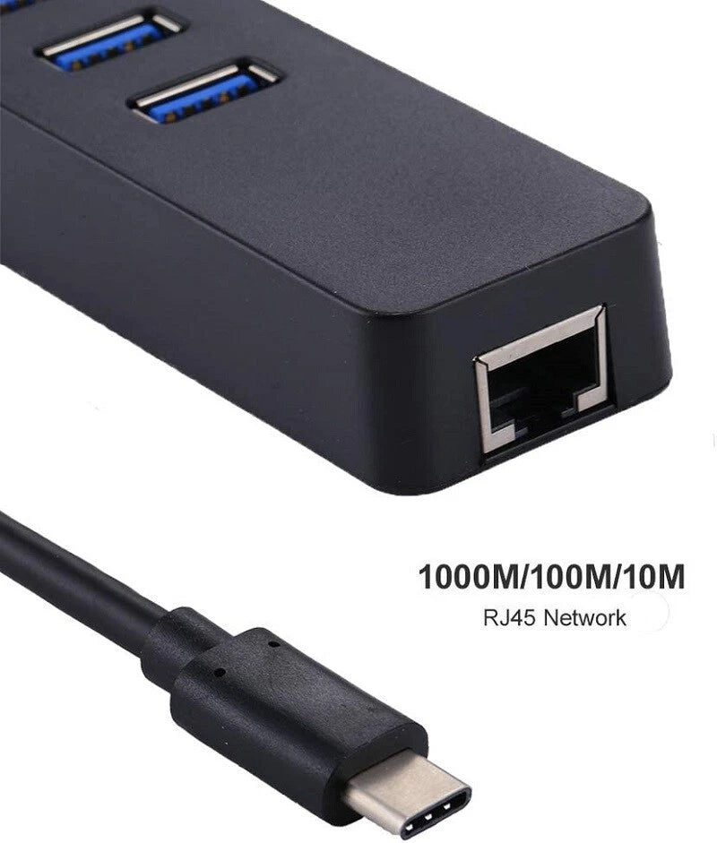 USB Hub with Gigabit Ethernet | 3-Port USB 3.0 Adapter