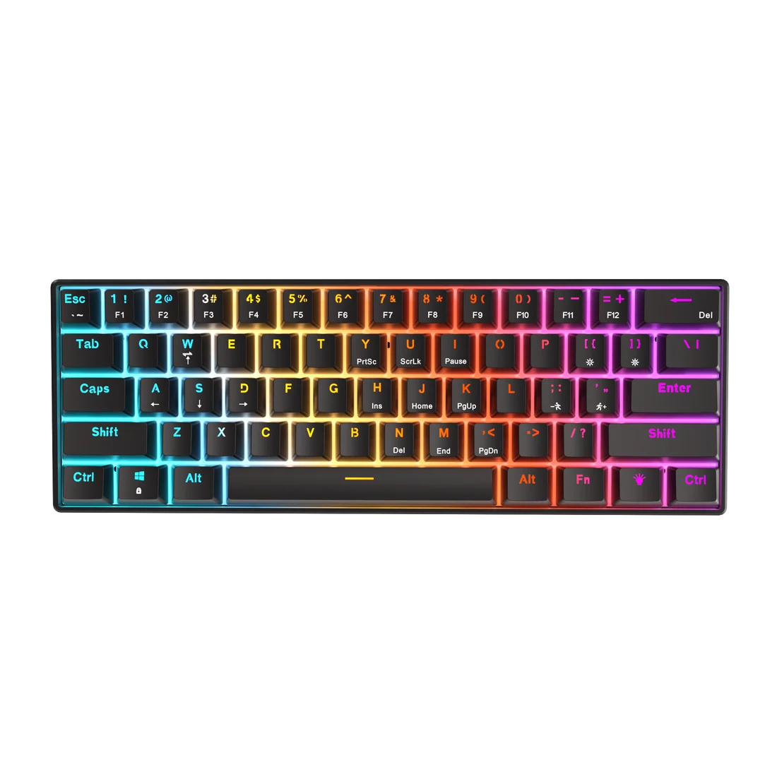 H61K Black Mechanical Keyboard Hot Swappable USB Type-C RGB 61 Keys (Red Switch)