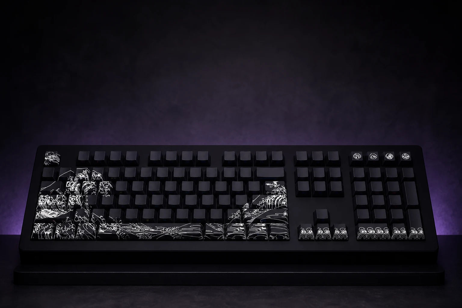 FGT Wave of Kanagawa black and white keycap set