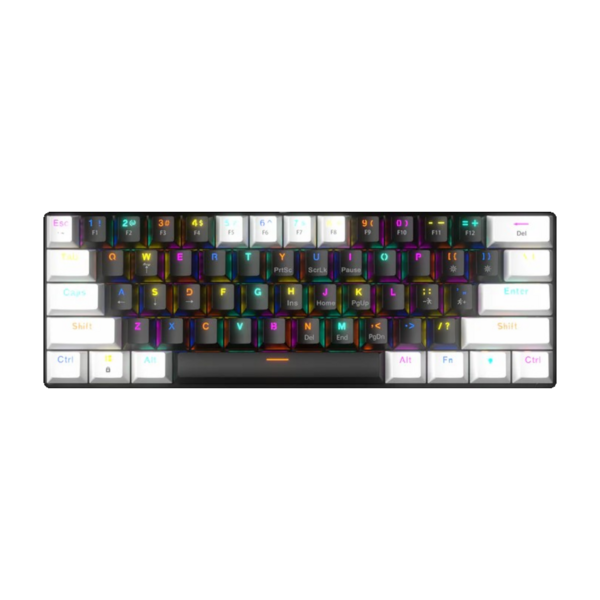 ZIFRIEND BD61S 61-Key RGB Mechanical Keyboard Red Switch – Black & White