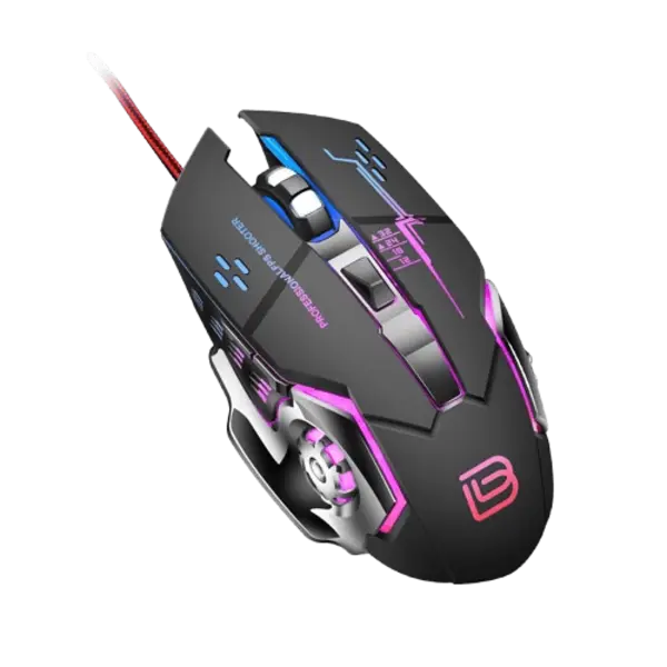BAJEAL G8 RGB wired gaming mouse with 6 programmable buttons, ergonomic design, adjustable 3200 DPI sensor, and chromatic RGB backlighting.