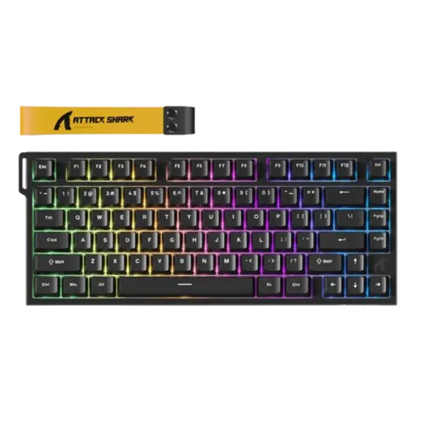 Attack Shark R82 HE 75% wired RGB gaming keyboard with magnetic switches, 0.005mm actuation, and 8KHz polling rate.