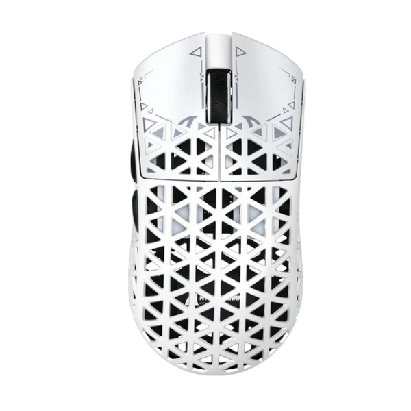 ATTACK SHARK R5 white carbon fiber wireless gaming mouse with PAW3950MAX and 8K polling rate