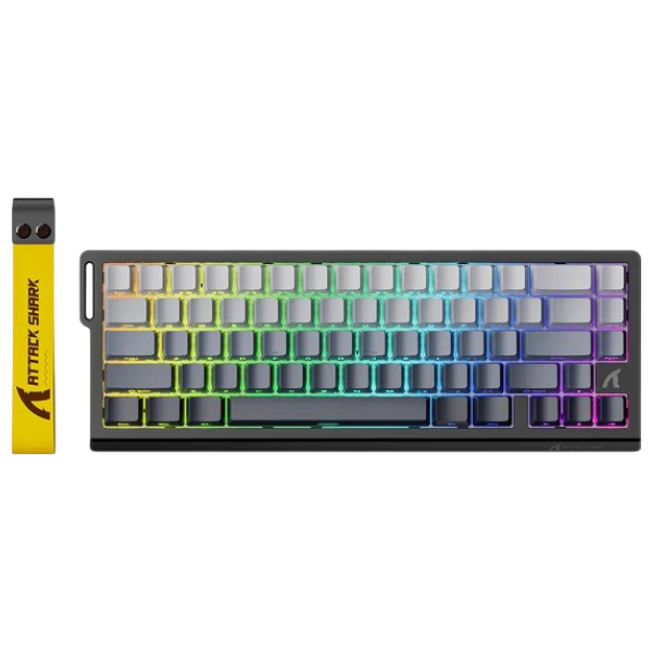 ATTACK SHARK X68 HE Moon Lite rapid trigger keyboard with magnetic switches and ergonomic design.