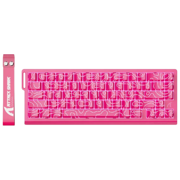 ATTACK SHARK X68 HE rose red rapid trigger keyboard with magnetic switches and ergonomic design.
