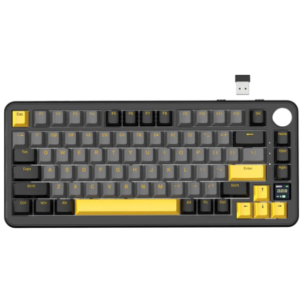 ATTACK SHARK X85PRO black tri-mode gasket mechanical keyboard with RGB lighting and ergonomic design.