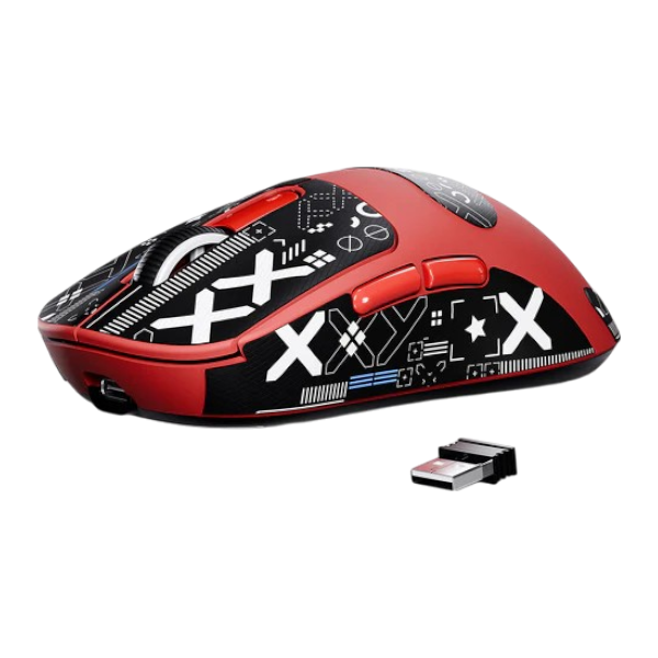 ATTACK SHARK X3 red wireless superlight gaming mouse with PAW3395 sensor and RGB lighting.