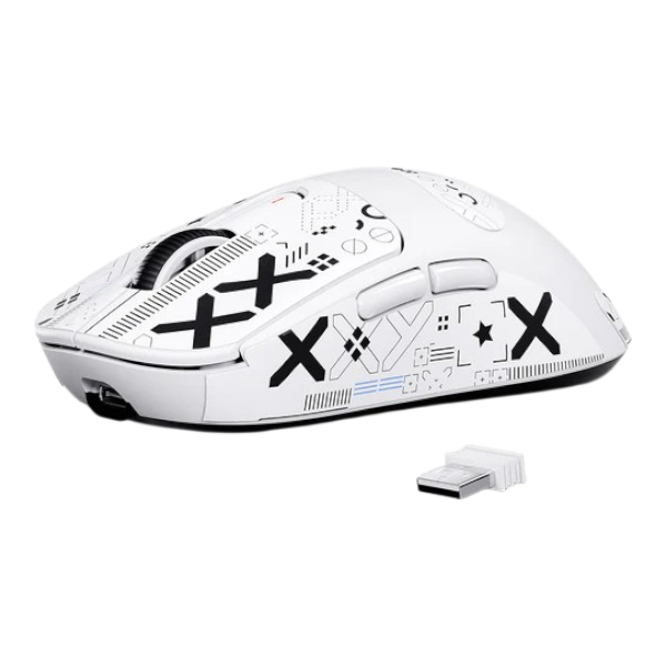 ATTACK SHARK X3 white wireless superlight gaming mouse with PAW3395 sensor and RGB lighting.