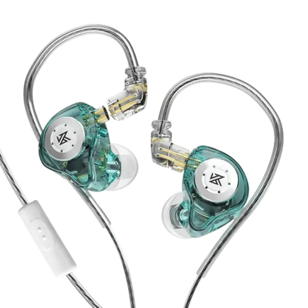 KZ EDX PRO X wired in-ear monitor earphones with mic, 10mm dynamic driver, detachable cable, and deep bass performance.