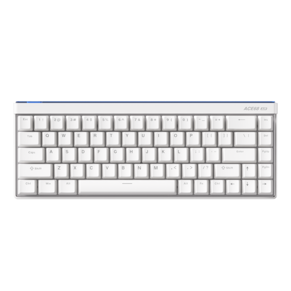 MCHOSE Ace 68 Air Snow White Gaming Keyboard with Mount Tai Magnetic Switch, 65% layout, PBT keycaps, RGB lighting, and aluminum alloy plate.