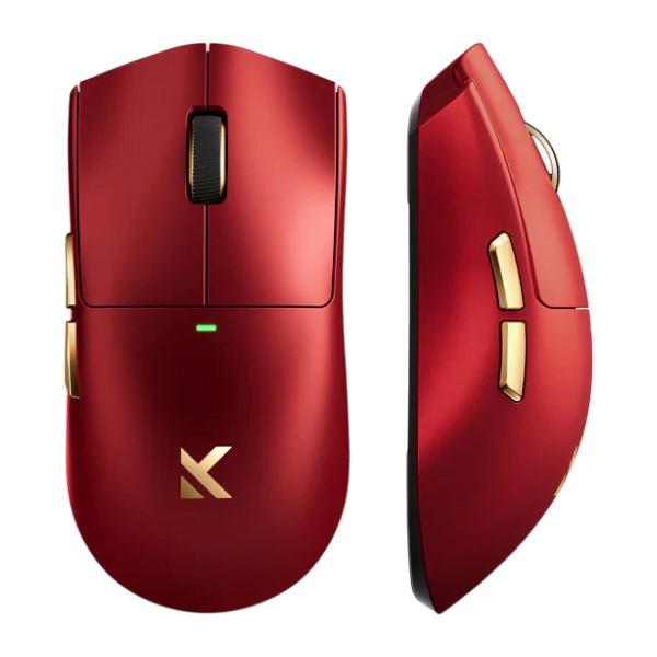 MCHOSE K7 Ultra wireless gaming mouse in black, next to its 8K magnetic wireless charging dock.