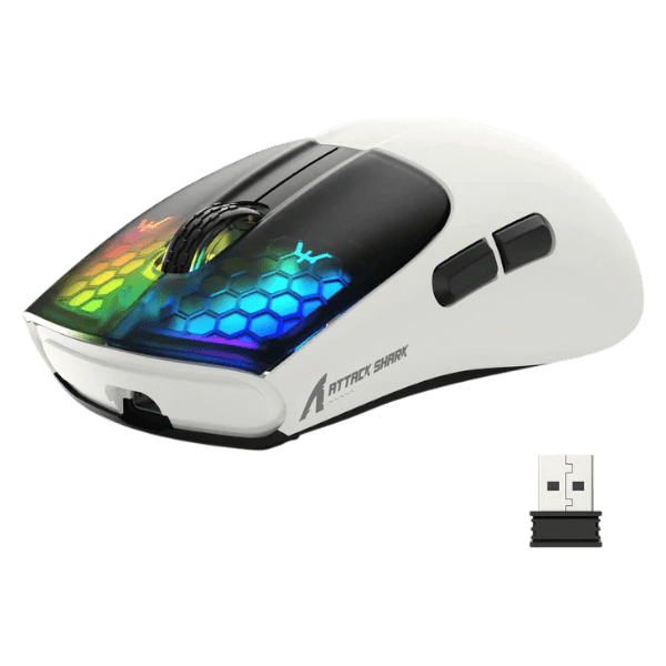 Attack Shark X5 Black & White Tri-Mode Wireless RGB Ultra-Light Gaming Mouse