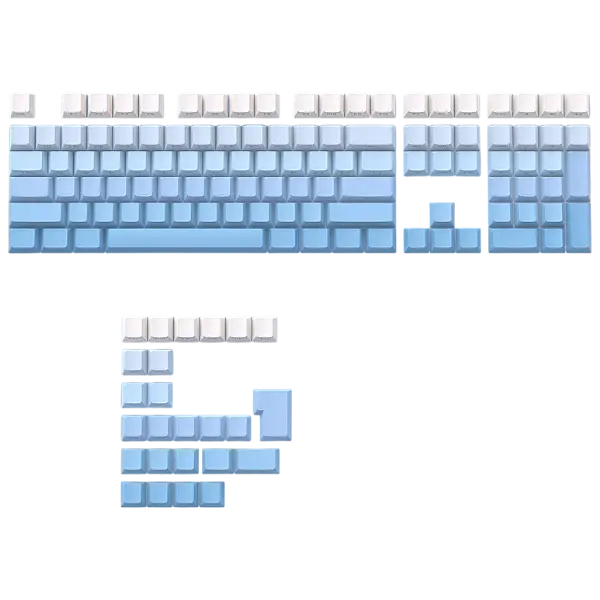 FGT-010K Sky Blue Gradient PBT Side Engraved Keycaps Set 133 Keys