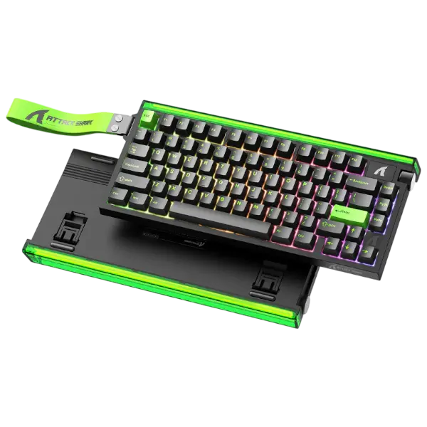 ATTACK SHARK R85 HE Fluorescent Green rapid trigger magnetic gaming keyboard with RGB lightbox