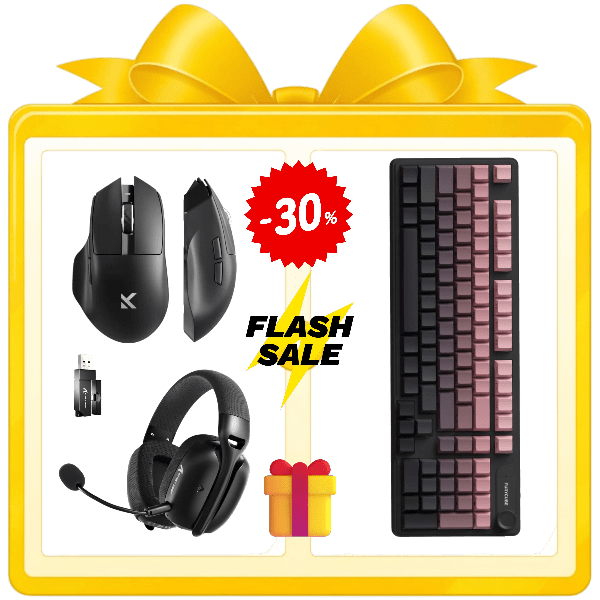 Gaming trio bundle with keyboard ergonomic mouse and wireless headset setup