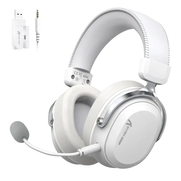 ATTACK SHARK L30PRO white wireless gaming headset with 7.1 surround sound