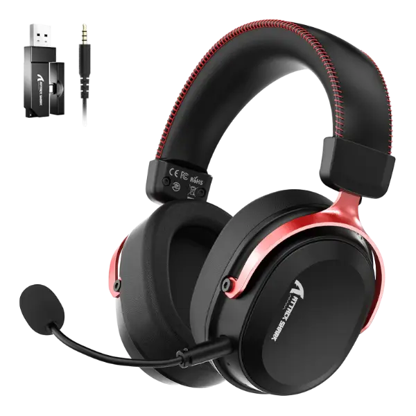 ATTACK SHARK L30PRO black-red wireless gaming headset with 7.1 surround sound