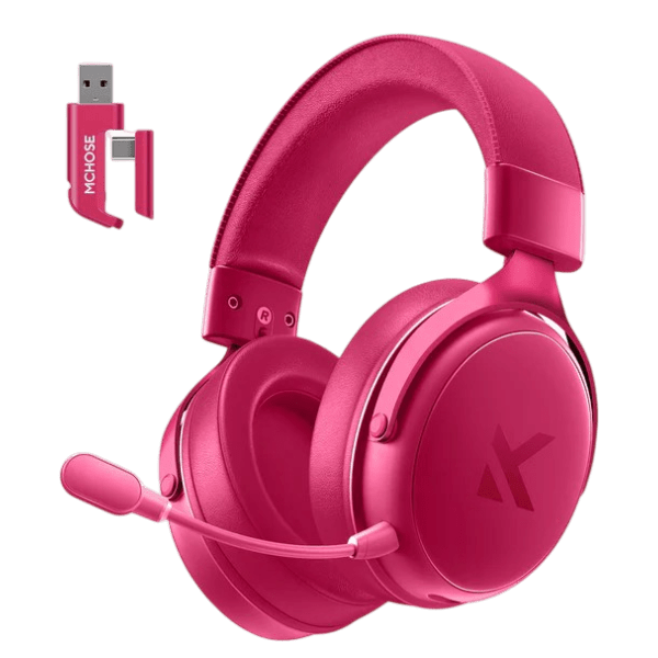 MCHOSE V9 Rose Red Wireless Gaming Headset with 7.1 surround sound